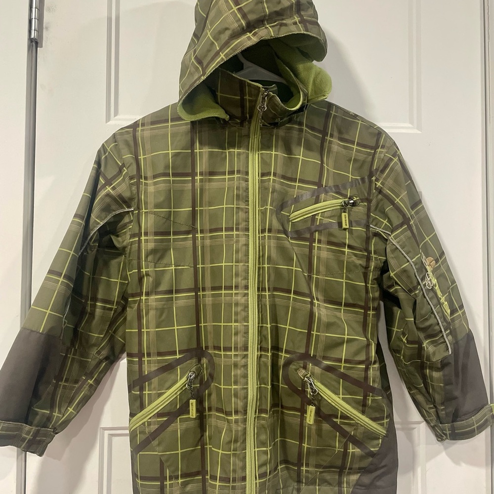 Kids Green Lined Plaid Fall/Spring Jacket 8y